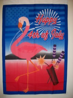 Large Home And Garden Decorative Patriotic Flamingo 4th of July flag