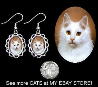 TURKISH ANGORA WHITE Cat Filigree Earrings