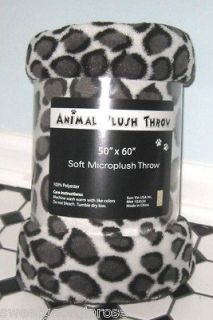 COZY PLUSH Throw Blanket CHEETAH Leopard Black Gray Kids ANIMAL PRINT