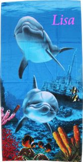 Personalized Embroidered Beach Towel Dolphins Swimming Under The Sea