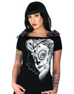 Too Fast Clothing   Dead Hot Annabel Day Of The Dead Sugar Skull T