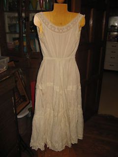 vtg antique victorian nightdress nightgown chemise off white cream
