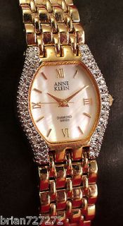 ANNE KLEIN DIAMOND SWISS 12/7364 WOMENS WATCH~DIAMOND BEZEL~M.O.P