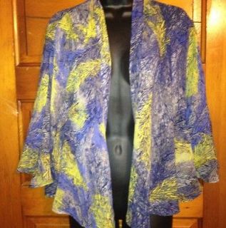 Flowy Sheer Feather Floral Abstract Printed Shawl Size XS NWT hippy
