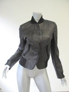 Ann Demeulemeester Black Leather Bomber Style Jacket 38