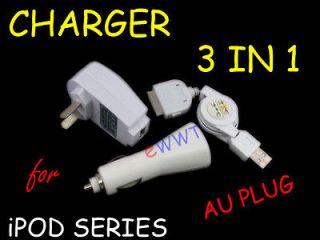 Plug USB+Car+Wall Charger Cable for iPod Touch 4th Gen 4 VQCH211
