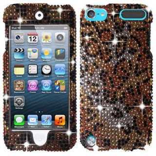 LEOPARD CHEETAH BLING RHINESTONE CASE COVER FOR APPLE IPOD ITOUCH 5