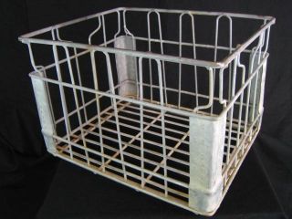 Vintage Wire Dairy Milk Bottle Storage Crate Carrier Basket Industrial