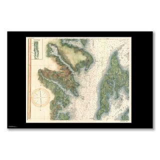 poster 1895 MAP CHESAPEAKE BAY ANNAPOLIS COAST SURVEY CHART INLAND