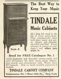 BEST WAY TO KEEP YOUR MUSIC ~ 1915 AD FOR TINDALE SHEET MUSIC CABINETS
