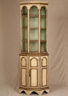 20th Century Antique Venetian Style White Corner Cabinet Cupboard