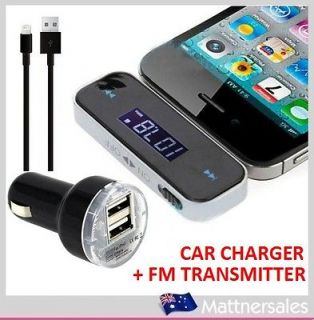 FM Radio Transmitter USB Car Charger for Apple iPhone 5 5G iPod Touch