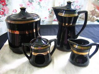 / Antique Royal Sealy Set Pottery Coffee Pot Creamer Sugar Cookie Jar