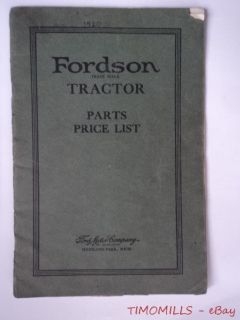 1920 Ford Tractor Parts Price List Catalog Vintage Original Ford Motor
