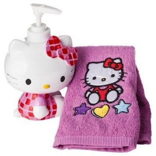 HELLO KITTY SOAP DISPENSER & HAND TOWEL Lotion Pump & Pink Finger