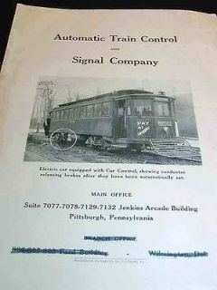Automatic Train Control and Signal Co., Pittsburgh, PA.