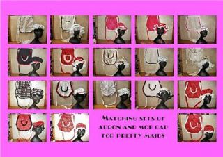 FRENCH MAID SET MATCHING LACE TRIMMED APRON MOB MOP CAP MAID WAITRESS