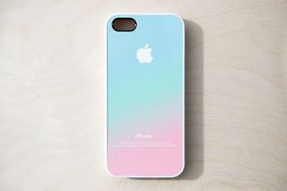 iPhone Case Silicone 5 4 4S Apple Logo Ombre Pink Aqua Blue Hipster
