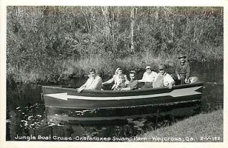 1940s RPPC Jungle Boat Cruise Okefenokee Swamp Waycross, Ga Georgia