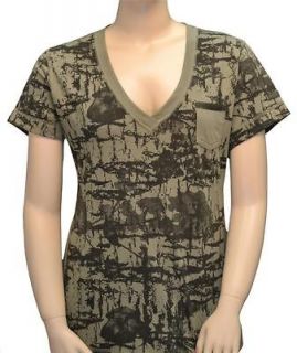 Under Armour Womens Camo T Shirt Tee Shirt V Neck Semi Fitted Small