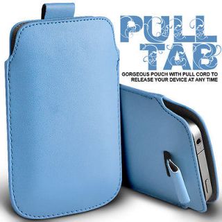 LEATHER PUL TAB CASE COVER POUCH FOR VARIOUS MOBILE PHONES 13 COLOURS