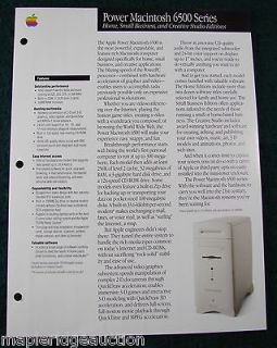 Vintage Apple Computer Power Macintosh 6500 Series Brochure c.1997