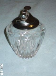 Vintage Beautiful Clear Crystal Glass & Chrome Gas Cigarette Lighter