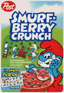 SMURF BERRY CRUNCH   Cereal Box   Magnet   80s
