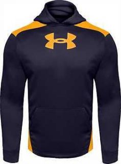 Under Armour Mens Cold Gear Fleece Hooded Sweatshirt Navy/Gold 1100609