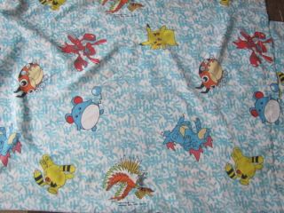 90s NINTENDO POKEMON Dragons Pikachu Twin Fabric Material Flat Sheet