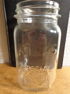 Vintage ATLAS Square Special MASON QUART Glass CANNING JAR Fruit