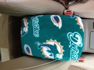 Auto Center Console Armrest Cover U3  MIAMI DOLPHINS (Fits Toyota)