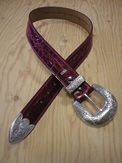 HANDCRAFTED RED CROC PRINT ARIAT BELT SIZE 26 GREAT GIFT IDEA