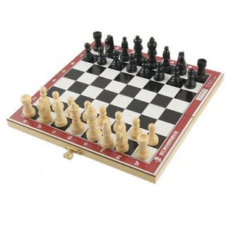 Black White Wooden Folding Chessboard International Chess Chessman Set