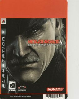 metal gear solid 4 ps3 backer card mini poster (not game)
