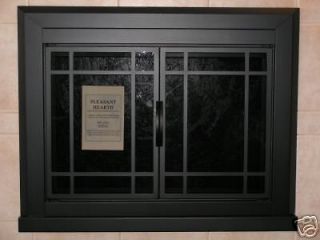 Pleasant Hearth Glass Fireplace Door Easton Black Large EA 5012 Mesh