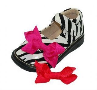 Girls Zebra Print & 3 Bows Squeakers Squeaky Shoes Holiday Christmas