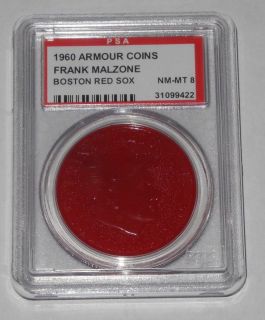1960 Armour Baseball Coin Frank Malzone Red Sox PSA 8 NM MT (Red)