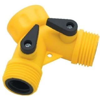 Yellow Plastic Wash Down Double Hose Y Connector with Shut Offs for