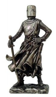 MEDIEVAL KNIGHT 7H CRUSADER PIKEMAN SENTRY STATUE FIGURINE SUIT OF
