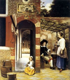 of a House in Delft 1658 by Pieter de Hooch Fine Art repo FREE S/H