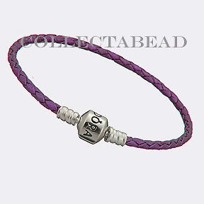 Authentic Pandora Silver Purple Leather 8.1 Bracelet