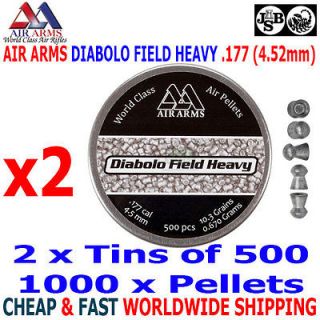 AIR ARMS DIABOLO FIELD HEAVY .177 4.52mm Airgun Pellets 2(tin)x500pcs
