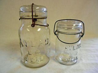 Antique Atlas Mason Jar Canister Set w/ Bail Top Lids