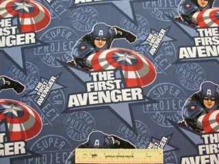 THE FIRST AVENGER Marvel Comics Captain America Cotton Fabric BTY