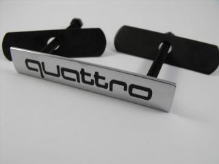 AUDI QUATTRO METAL GRILL BADGE 3D BLACK SILVER CHROME A1, A2, A3, A4
