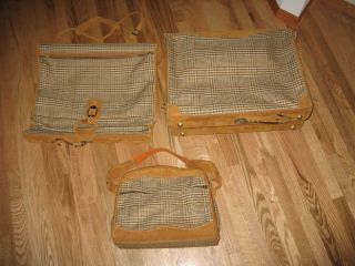 Vintage 3 pc. THE FRENCH CO. TWEED & LEATHER LUGGAGE California Casual