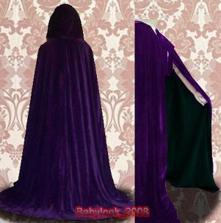 Lined Purple Velvet Cloak Cape Wedding Wicca Pagan LOTR
