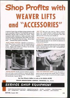 1954 AD 2 Page Weaver Auto Car Automobile Garage Lifts