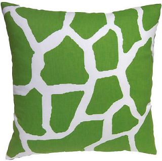 Modern Chartreuse Green White Giraffe Animal Throw Pillow 18x18 and